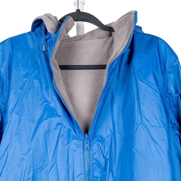 Gioberti Reversible Rain Fleece Jacket M Mens Detachable Hood Zipper Blue Gray - Picture 7 of 9